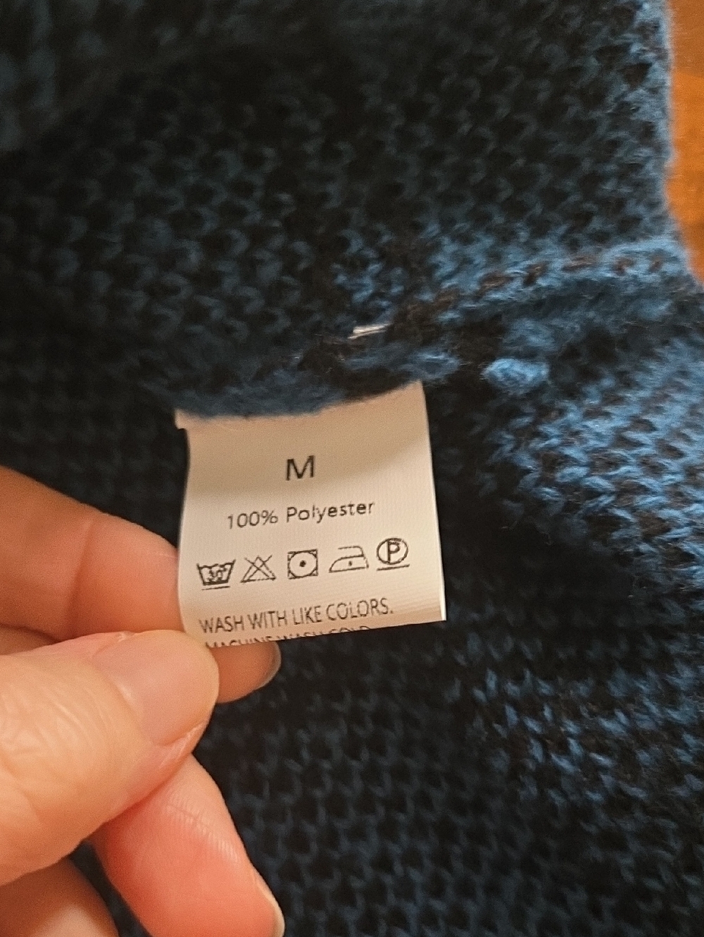Unbranded Blue And Black Windowpane Plaid Mock Neck Sweater Size Medium - Picture 4 of 6